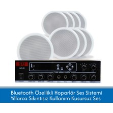Stı Profesyonel 8'li Tavan Hoparlör Seti + Bluetooth Amfi | 16CM Gömme Ses Sistemi