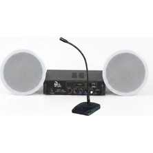 Eagletech Cafe ve Ofisler Için Hazır Ses Paketi: 2'li Tavan Hoparlör Mikrofon ve Bluetooth Amfi Seti