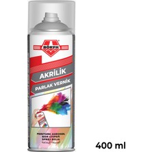 Börfh Akrilik Parlak Vernik Sprey 400 ml Ahşap Metal Plastik Uyumlu Hızlı Kuruma Şeffaf Lak