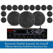 Stı Cafe ve Ofisler Için Hazır Ses Paketi: 16'lı Tavan Hoparlör Mikrofon ve Bluetooth Amfi Seti