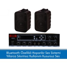 Stı Duvar Hoparlör Seti - 2 Adet Siyah Hoparlör + 1 Adet Bluetooth Amfi Ev, Ofis, Mağaza Ses Sistemi