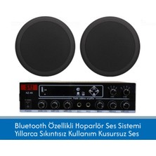 Stı 2 Adet 16CM Siyah Tavan Hoparlörü ve Bluetooth Amfi Paketi – Mağaza, Ofis ve Ev Ses Sistemi