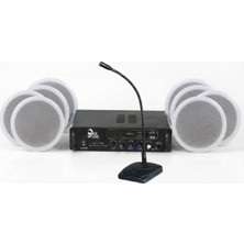 Eagletech Cafe ve Ofisler Için Hazır Ses Paketi: 8'li Tavan Hoparlör Mikrofon ve Bluetooth Amfi Seti