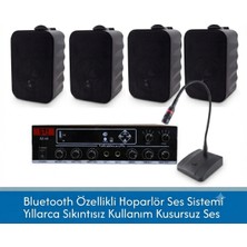 Stı Cafe ve Ofisler Için Hazır Ses Paketi: 4'lü Duvar Hoparlör Mikrofon ve Bluetooth Amfi Seti