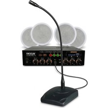 Cafe ve Ofisler Için Hazır Ses Paketi: 4'lü Tavan Hoparlör Mikrofon ve Bluetooth Amfi Seti
