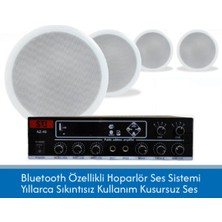 Stı 4 Adet 16CM Tavan Hoparlörü ve Bluetooth Amfi Paketi – Mağaza, Ofis ve Ev Ses Sistemi