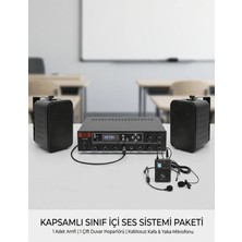 Stı Sınıf Içi Ses Sistemi Paketi - Akıllı Tahta Uyumlu Bluetooth Amfi & Kablosuz Mikrofonlu (2 Hoparlör)