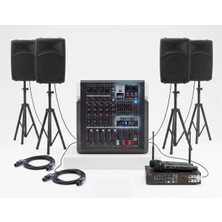 Gold Audio Okul Tören Ses Sistemi - Profesyonel Set - 12" Güçlü Hoparlörler - Telsiz Mikrofonlu - Bluetooth Mikserli - Kolay Kurulum