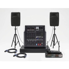 Gold Audio Okul Tören Ses Sistemi - Profesyonel Set - 12" Hoparlörler - Telsiz Mikrofonlu - Bluetooth Mikserli - Kolay Kurulum