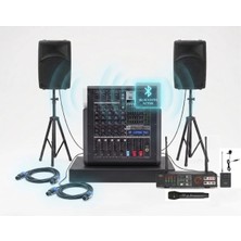 Gold Audio Okul Tören Ses Sistemi - Profesyonel Set - Güçlü Hoparlörler - Telsiz Mikrofonlu - Bluetooth Mikserli - Kolay Kurulum