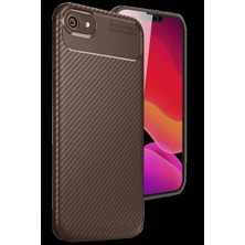 iPhone 16E Kılıf Auto Focus Karbon Kapak - Kahverengi
