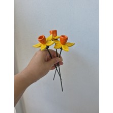 Güldane Sanat Atölyesi El Yapımı Seramik Çiçek 3lü Set Vazo Saksı Bahçe Dekoru