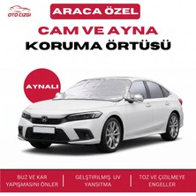 OtoÇizgi Honda Civic  Buz ve Kar Önleyici Aynalı Cam Koruma Örtüsü - 4 Mevsim Güneş Korumalı