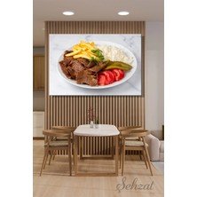 Şehzat Design Yatay Kanvas Duvar Tablosu Tekli Lokanta Kafe Restoran Mutfak Pilav Üstü Et Döner Salonu Patates