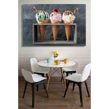 Şehzat Design Kanvas Duvar Tablosu Yatay Kafe Pastane Fırın Dondurmacı Ice Cream Külahta Dondurma Kornet Yaz