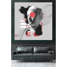 Şehzat Design Karetekli Kanvas Duvar Tablosu Modern Salon Mutfak Yatak Odası Ofis Heykel Modern Geometrik Çizgi