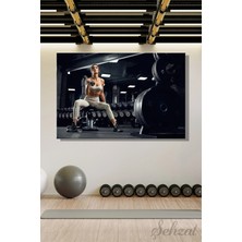 Şehzat Design Yatay Tekli Kanvas Duvar Tablosu Modern Spor Salonu Ofis Fitness Antreman Dambıl Form Gym Iş