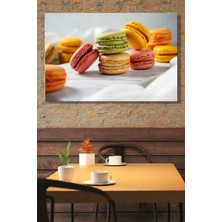 Şehzat Design Yatay Tekli Kanvas Duvar Tablosu Lokanta Kafe Restoran Mutfak Tatlı Renkli Makaronlar Pembe Sarı