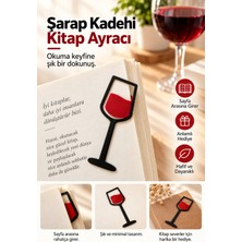 Ognami Şarap Kadehi Kitap Ayracı - Kırmızı Siyah Şık ve Dekoratif Kitap Ayracı