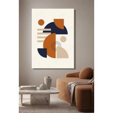 Şehzat Design Dikey Kanvas Duvar Tablosu Tekli Salon Mutfak Yatak Odası Ofis Soyut Modern Lacivert Bej Bohem