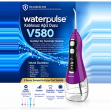 Waterpulse V580 Water Flosser Taşınabilir Şarjlı Masajlı Diş/protez Bakım ve Ağız Duşu-Mor