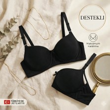 WINNERAIN Kadın Siyah Destekli Dolgulu Balenli Sütyen