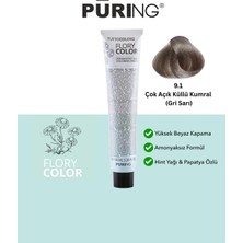 PURING Flory Color Papatya Özlü Amonyaksız Saç Boyası 100ML - 9.1 Çok Açık Küllü Kumral (Gri Sarı)