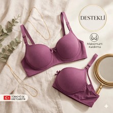 WINNERAIN Kadın Mürdüm Destekli Dolgulu Balenli Sütyen