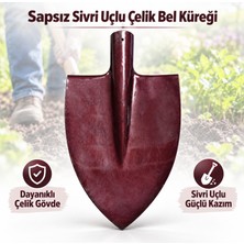 Badem10 Sapsız Sivri Uçlu Bor Çelik Bel Küreği Dayanıklı Metal Ağızlı Bahçe Toprak Kazma Kürek Ucu