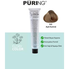 PURING Flory Color Papatya Özlü Amonyaksız Saç Boyası 100ML - 8.0 Açık Kumral (Doğal Açık Kumral)