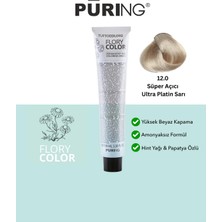 PURING Flory Color Papatya Özlü Amonyaksız Saç Boyası 100ML - 12.0 Süper Açıcı Ultra Plati̇n Sarı