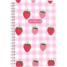 Tombi-X Çilek Desenli Spiralli Çizgisiz Not Defteri – Pembe Notebook
