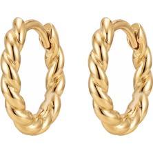 Duyum Gold Twist Altın Halka Küpe 14 Ayar