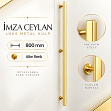Badem10 Ceylan Lüks Altın Gold Uzun Metal Çekmece Kulp 800 mm Gardırop Yüklük Dolap Kapak Mobilya Kulpu Kulbu