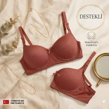 WINNERAIN Kadın Kiremit Destekli Dolgulu Balenli Sütyen