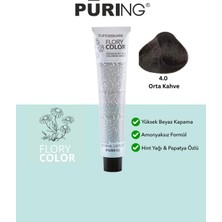 PURING Flory Color Papatya Özlü Amonyaksız Saç Boyası 100ML - 4.0 Orta Kahve (Kahverengi)