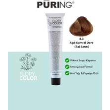 PURING Flory Color Papatya Özlü Amonyaksız Saç Boyası 100ML - 8.3 Açık Kumral Dore (Bal Sarısı)
