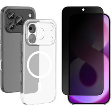 Tekno Grup Honor 600 Pro 5g Kılıf Mika Kamera Korumalı M-Safe Şarj Özellikli Şeffaf Sararmaz Sert Pc London Kapak + Hayalet Ekran Koruyucu