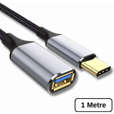 Alfais 6105 USB Type C To USB 3.0 Dişi Erkek Uzatma Kablosu 1m Ara Ek Bağlantı 5gbps Örgülü