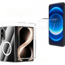 Tekno Grup Galaxy Z Fold 8 Kılıf Mika Kamera Korumalı M-Safe Şarj Özellikli Şeffaf Sararmaz Sert Pc London Kapak + Nano Esnek Ekran Koruyucu