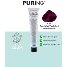 PURING Flory Color Papatya Özlü Amonyaksız Saç Boyası 100ML - 5.26 Açık Kahve Viyole Kızıl (Mürdüm Kızıl)