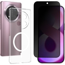 Tekno Grup Honor Magic 7 Lite Kılıf Mika Kamera Korumalı M-Safe Şarj Özellikli Şeffaf Sararmaz Sert Pc London Kapak + Hayalet Ekran Koruyucu