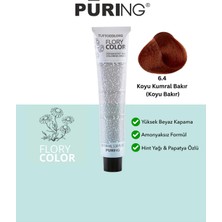 PURING Flory Color Papatya Özlü Amonyaksız Saç Boyası 100ML - 6.4 Koyu Kumral Bakır (Koyu Bakır)