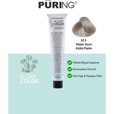 PURING Flory Color Papatya Özlü Amonyaksız Saç Boyası 100ML - 12.1 Süper Açıcı Küllü Platin