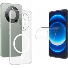 Tekno Grup Honor Magic 8 Lite Kılıf Mika Kamera Korumalı M-Safe Şarj Özellikli Şeffaf Sararmaz Sert Pc London Kapak + Nano Esnek Ekran Koruyucu