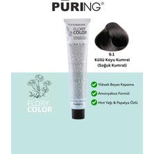 PURING Flory Color Papatya Özlü Amonyaksız Saç Boyası 100ML - 6.1 Küllü Koyu Kumral (Soğuk Kumral)
