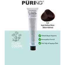 PURING Flory Color Papatya Özlü Amonyaksız Saç Boyası 100ML - 5.3 Açık Kahve Dore (Altın Kahve)