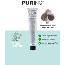 PURING Flory Color Papatya Özlü Amonyaksız Saç Boyası 100ML - 9.13 Çok Açık Kumral Bej (Açık Bej Sarı)