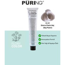 PURING Flory Color Papatya Özlü Amonyaksız Saç Boyası 100ML - 11.13 Ekstra Platin Bej (Bej Platin)