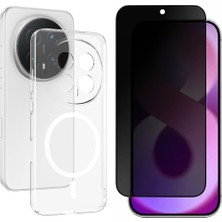 Tekno Grup Honor Magic 8 Pro Kılıf Mika Kamera Korumalı M-Safe Şarj Özellikli Şeffaf Sararmaz Sert Pc London Kapak + Hayalet Ekran Koruyucu
